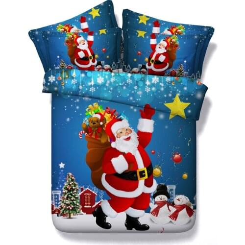 Christmas Bedding set duvet covers Super King queen size twin sheets bed in a bag sheet bedspreads linen Santa Claus 4PCS