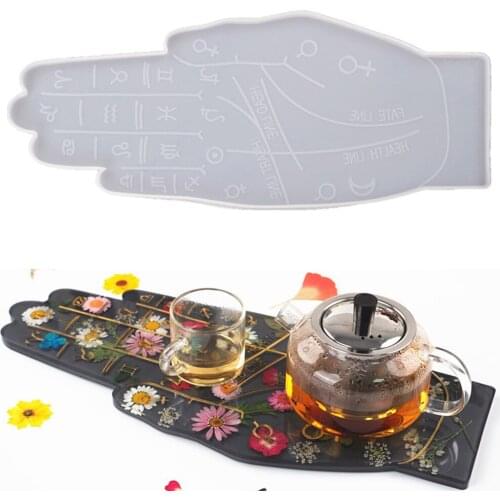 DIY Crystal Gutta Gel Palm Tree Hand Constellation Tray Tea Tray Mirror Silica Gel Mould New Coaster Mould JU0191