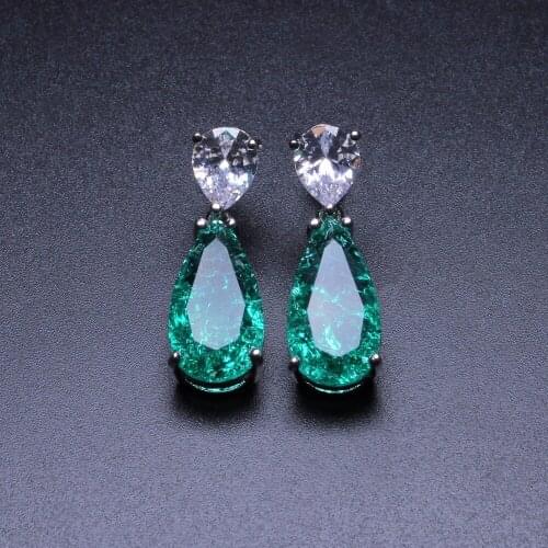 Newranos Crashed Fusion Stone Earrings Green Water Drop Stud Earrings Crystal Pedra Brincos fr Fashion jewelry Women EFX0020602B
