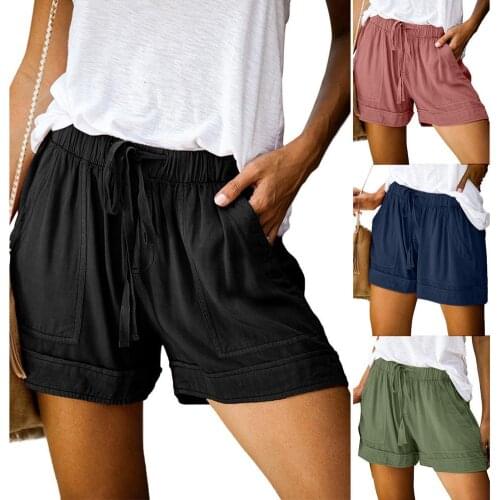 Summer Women Shorts Casual Elastic Waist Drawstring Wide Leg Short Women Solid Color Plus Size M-5XL Woman Short femme shorts