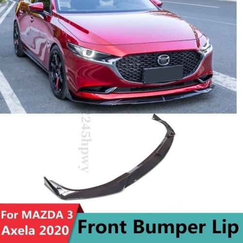For Mazda 3 Axela 2019-2020 Carbon Fiber Look/Black 3 Piece Car Front Bumper Splitter Lip Spoiler Diffuser Guard Protector Cover