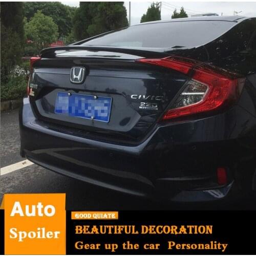 For Honda Civic Spoiler 2016 2017 2018 2019 High Quality ABS Material Car Rear Wing Primer Color Trunk Rear Spoiler