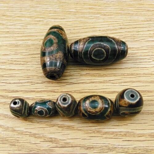 Dark Green Agate, Three Nine Eyes, Pearl, Sky-eye Necklace Pendant