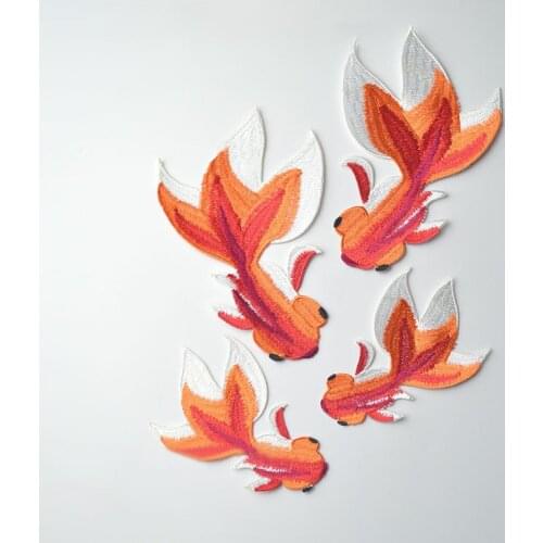 Goldfish Group Embroidery Cloth Embroidered Patches Sew on Iron on Embroidery Stickers DIY Patch Clothing Appliqued Badges