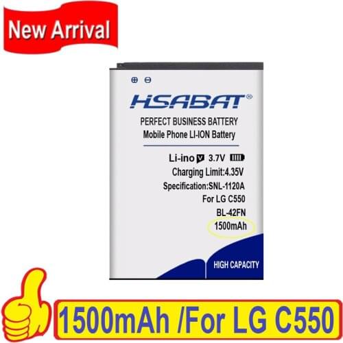 Top Brand 100% New 1500mAh BL-42FN Battery for LG C550, Optimus Me, P350 Batteries + free gfit