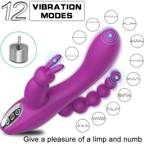 Vibrator 3 In 1 Dildo Rabbit Waterproof USB Magnetic Rechargeable Anal Clit Vibrator Sex Toys for Women Couples Sex Shop