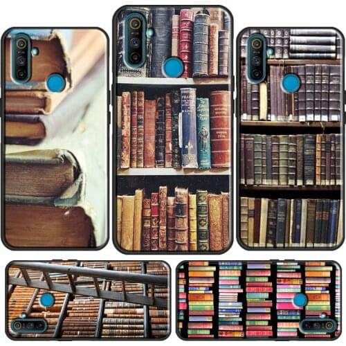 Vintage BOOK Bookworm bookshelf Case For OnePlus 9 Pro 9R Nord 8T 8 Pro Cover For OPPO Realme GT Neo 6 7 i 8 Q3 Pro C3 C21