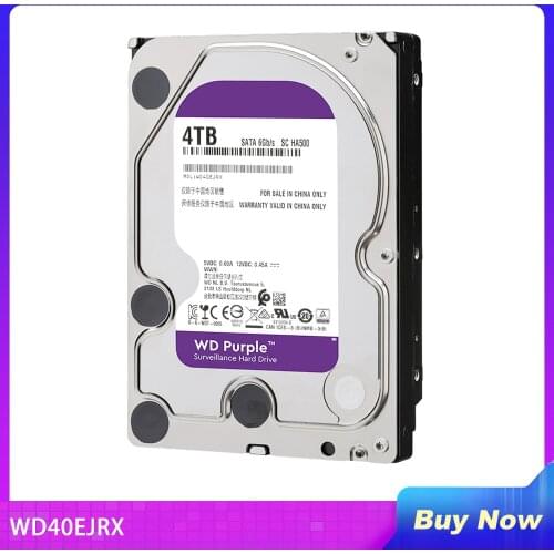 HDD For WD Purple WD40EJRX 4TB 64M 4TB 3.5" SATA 6 Gb/s 64MB 5400RPM For Internal Hard Disk For Surveillance HDD