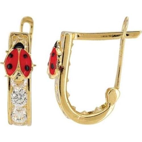 Gold Ladybug Earrings ED229-Certified 14K Gold-A perfect gift for your Loved Ones-Ephesus Gold & Diamond