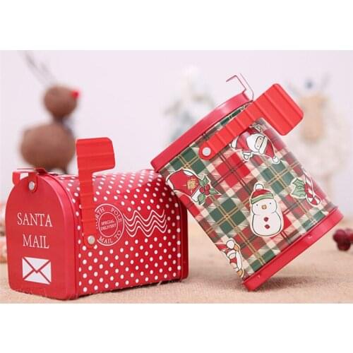 1Pc Christmas Decoration Mailbox Iron Box Crafts Christmas Gift Can Put In Candy Small Toys Give Children New Year Home Decor
