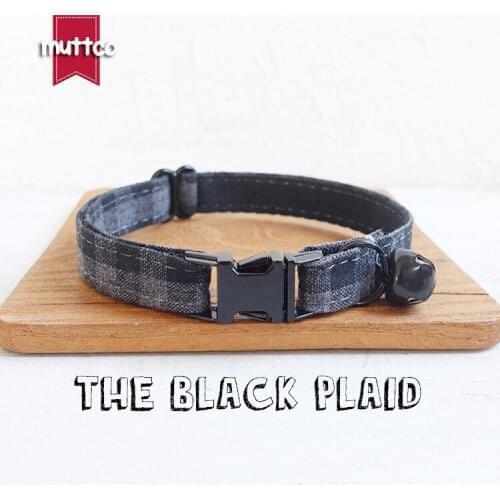 10pcs/lot MUTTCO retail with black high quality metal buckle collar for cat THE BLACK PLAID design cat collar 2 sizes UCC075H