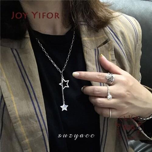 100% 925 Sterling Silver necklace Vintage stars tassel Cross Pendant Necklaces For Women Choker Jewelry Wholesale