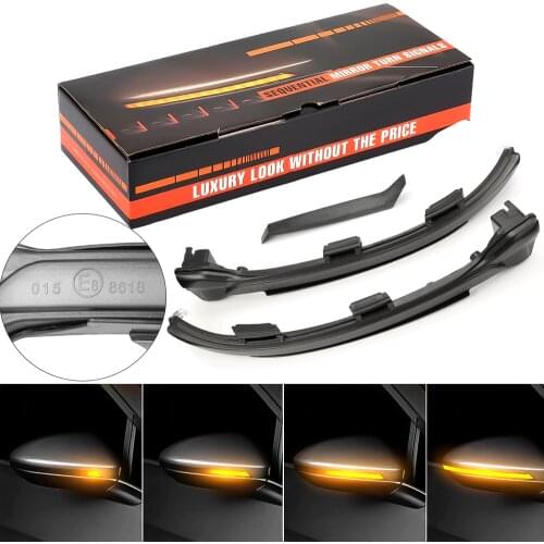 2PCS For VW Golf MK7 GTI Smoked Dynamic Side Mirror Blinker Turn Signal Lights For Volkswagen Rline Sportsvan Side Mirror Light