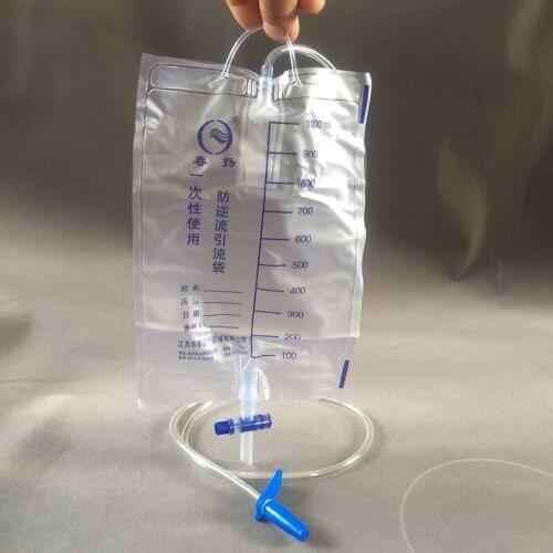 20pcs Disposable drainage bag catheter bag length 1.1 meters Anti reflux urine bag 1000ml free shipping