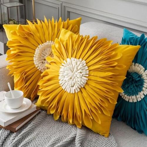 2021 Hot Cushion Cover Decorative Pillow Case Modern Artistic Creative Cotton Daffodil Chrysanthemum Flora Coussin Home Decor