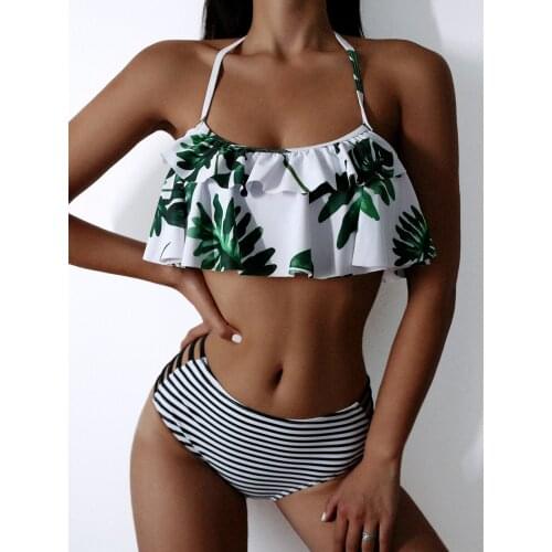 2021 Print Bikini Women Biquini Sexy Bandeau Bandage Brazilian Bikini Set Brazilian Push-up Swimwear Beachwear Maillot De Bain
