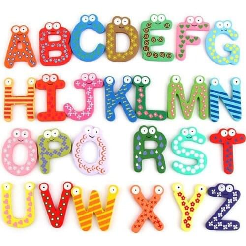26 Wooden Magnetic Alphabet Fridge Magnets Letters Toys Kids Learning Education Magnets Wooden Early Refrigerator Stickers Gifts