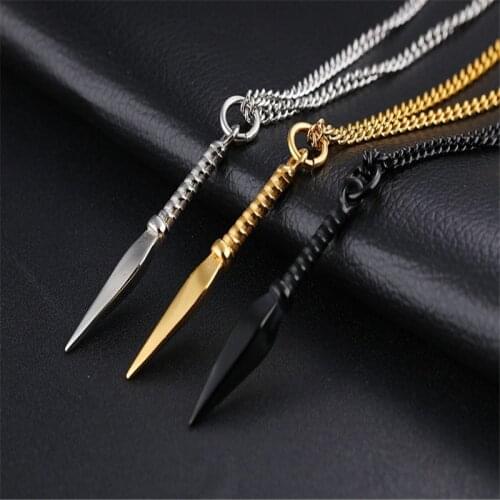 3 Colors Punk Necklace Men Spearhead Design Pendant Necklace Women Fashion Statement Necklace Chain Jewelry Choker