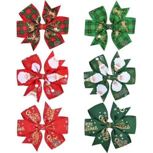 8cm Christmas Hair Bow Clips Hair Swallowtail Bows For Baby Girl Kids Boutique Bow Clips for Women Headband Hair Accessories