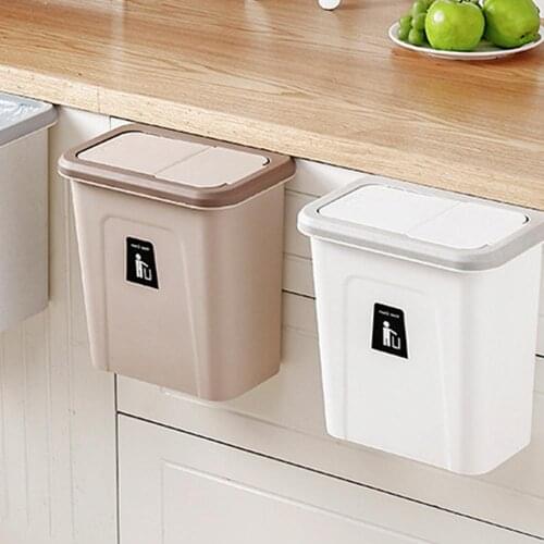 Hanging Trash Can Automatic Return Lid for Fruit Vegetable Pericarp Small Garbage Cabinet Cupboard Push-top Dustbin Papelera