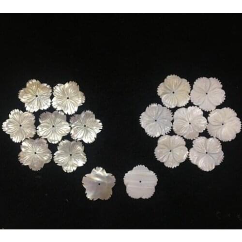 Natural White Shell Stone Loose Beads High Quality 25mm Smooth Flower Shape DIY Gem Hand-Carved Jewelry Accessories 10Pcs wk289