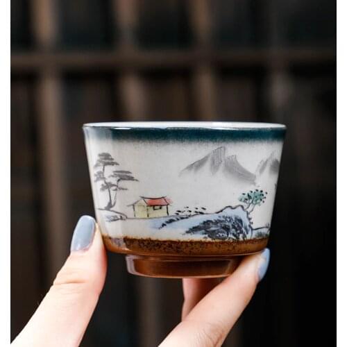 Jingdezhen Tea Cup 80ml-110ml Handmade Vintage Tea Bowl Ceramic Cups Kiln Change Teacup Japanese Teaware Master Teacups Crafts