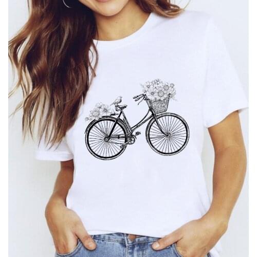 T-shirts Lady Graphic T Shirt Ladies Female Tee T-Shirt Top for Women 90s Bike Vintage Simple Painting Casual Clothing Print
