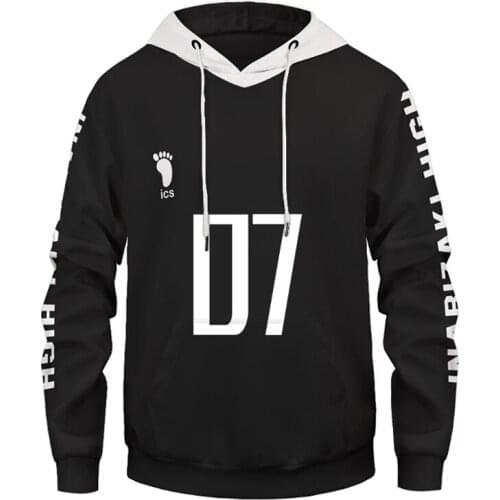 Haikyuu!! 3D Hoodie Cosplay Karasuno High School Hinata Shoyo 07 Narita Print Pullover Hoodies Sweatshirts Streetwear Tops