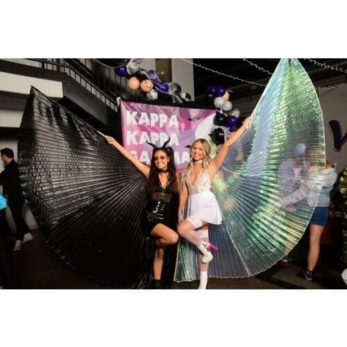 Halloween Angel and Devil Demon Black White Wings with Sticks Women Egypt Belly Dance Isis Wings Cosplay Accessories