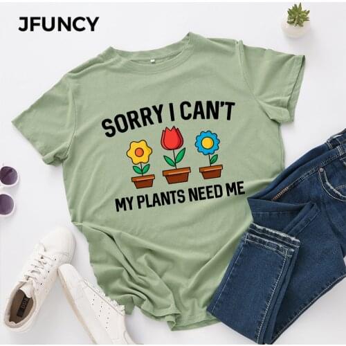 JFUNCY Plus Size Summer T-shirts Women 100% Cotton T Shirt Printed Woman Tshirt Short Sleeve Loose Tops Female Tee Shirt