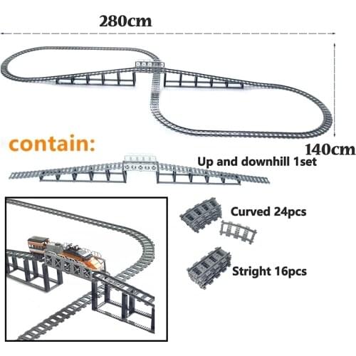 City Trains Flexible Railway Tracks Forked Straight Curved Rails Model sets Switch Building Block High-Tech Creator Toys Gifts