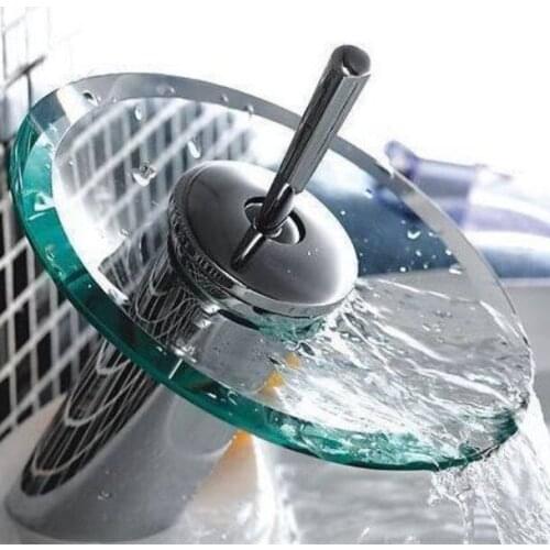 Wholesale and retail Dona4056 brass glass round waterfall basin wash sink mixers basin water faucet
