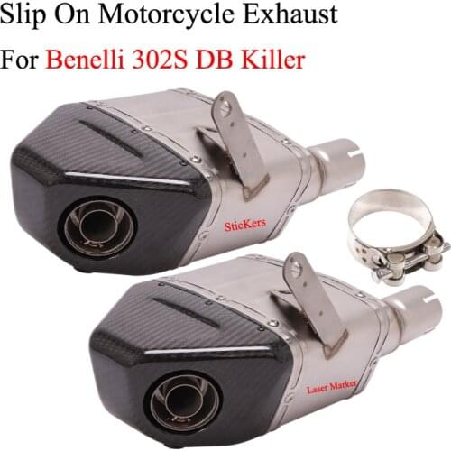 Motorcycle YOSHIMURA Exhaust Modified Escape Box Link Pipe Carbon Fiber Muffler DB Killer Slip On For Benelli 302S BN302S