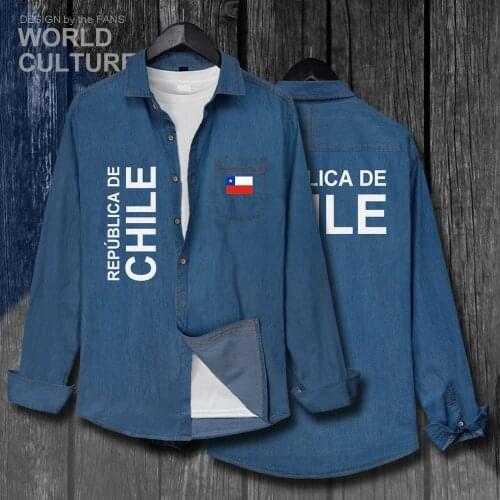 Chile CL CHL Chilean Men Fashion Clothes Spring Autumn Cotton Turn-down Collar Jeans Shirt Long Sleeve Cowboy Coat Casual Tops