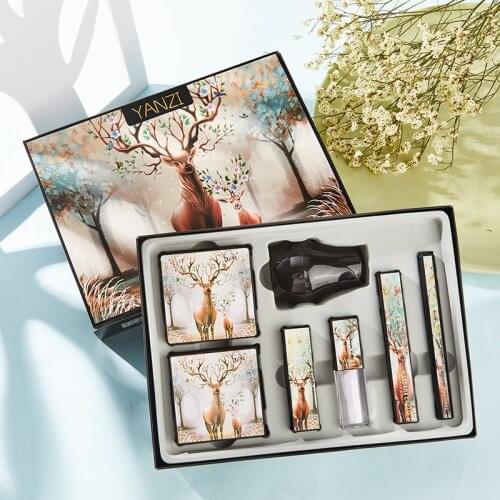 Elk Makeup Set Seven-piece Gift Box Cosmetic Set Beginner The Powder Is As Light and Delicate As A Mist Oil Control and Makeup