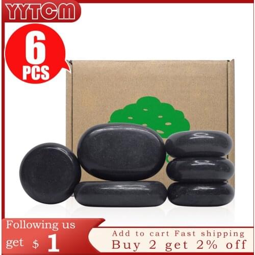 Tontin 6pcs/set Hot Stone Massage Set Heater Box Relieve Stress Back Pain Health Care Lava Basalt round massage tool Stones