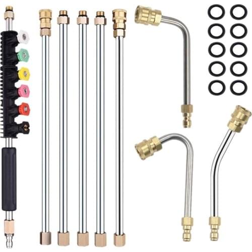 Pressure Washer Extension Wand Set - Upgrade Power Washer Lance with Spray Nozzle Tips,Curved Rod, 1/4 Inch Quick Connect, Repla
