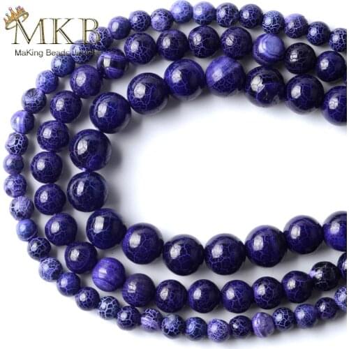 Natural Smooth Dark Blue Cracked Stripes Agates Onyx Stone Round Beads Spacer Beads For Jewelry Making 6/8/10mm Diy Bracelet 15"