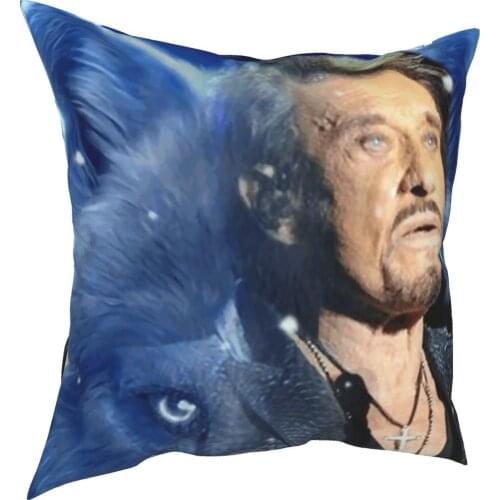 Johnny Hallyday Wolf Pillowcover Home Decorative Singer French France Cushions Throw Pillow for Home Double-sided Printing