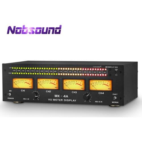 Nobsound High-precision Four Analog VU Meter+Sound Level Indicator DB Panel Display Pro Audio Spectrum Analyzer