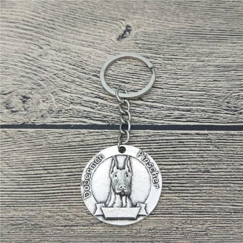 New Vintage Doberman Pinscher Keychains Antique Plated Antique Bronze Doberman Pinscher Key Chains Keyrings Pet Dog Jewellery