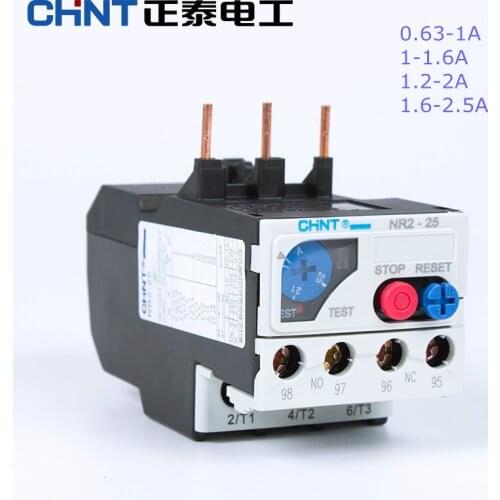 CHINT Thermal Overload Relay Temperature Overload Protector Current Relay NR2-25/Z 0.63-1A 1-1.6A 1.2-2A 1.6-2.5A