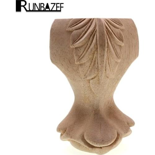 RUNBAZEF Carved Cabinet Sofa Wardrobe Tea Bedside Bathroom European Style Solid Wood Table Feet Home Decoration Accessories Mdf