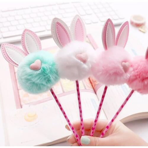 1pc Candy Plush Kawaii Rabbit Gel Pen Rollerball School Office Supply Stationery Cute Korean Stationary Supplies