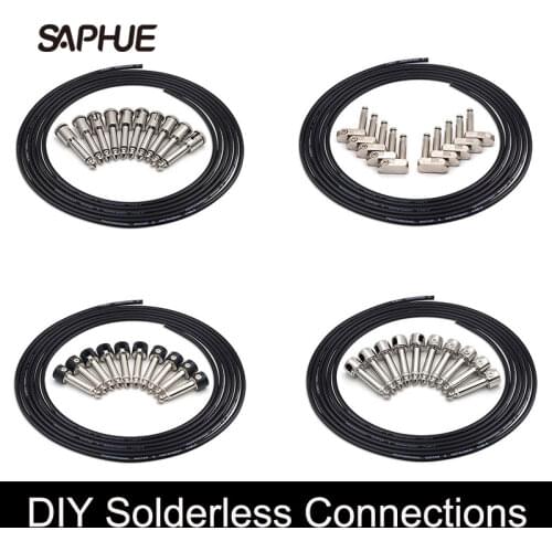 SAPHUE DIY Guitar Solder-free Pedal Patch Cable Board Copper Cable Kit Set 10ft 10 Strait Audio Solderless 6.35 Mono Plugs