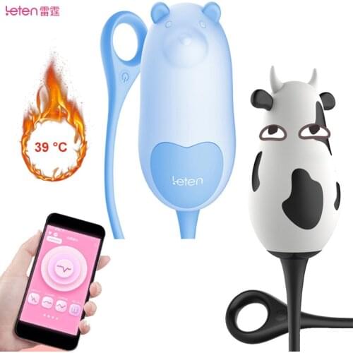 Leten Cute Bear Cow Kegel Ball Ben Wa Balls Vaginal Muscle Exerciser Vibrator Trainer APP Remote Control Heating Vibrating Egg
