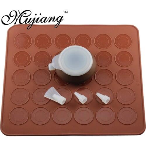 Mujiang Capacity 30 Hole Silicone Macaron Kit Decorating Piping Pot Pastry Baking Mat Christmas Kitchen Dessert Bakeware Tools