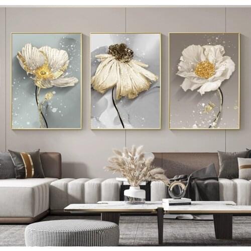 Scandinavian Large Flower Oil Canvas Art Abstract Painting Print Decorative Picture for Living Room Bedroom Indoor ​Wall Poster