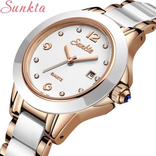SUNKTA Luxury Crystal Watch Women Waterproof Rose Gold Steel Strap Ladies Wrist Watches Top Brand Bracelet Clock Relogio Feminin