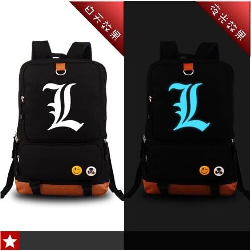 Japanese Anime Death Note L Lawlilt Luminous Printing Women Canvas Backpack fashion School Bags for Teenagers High Quality